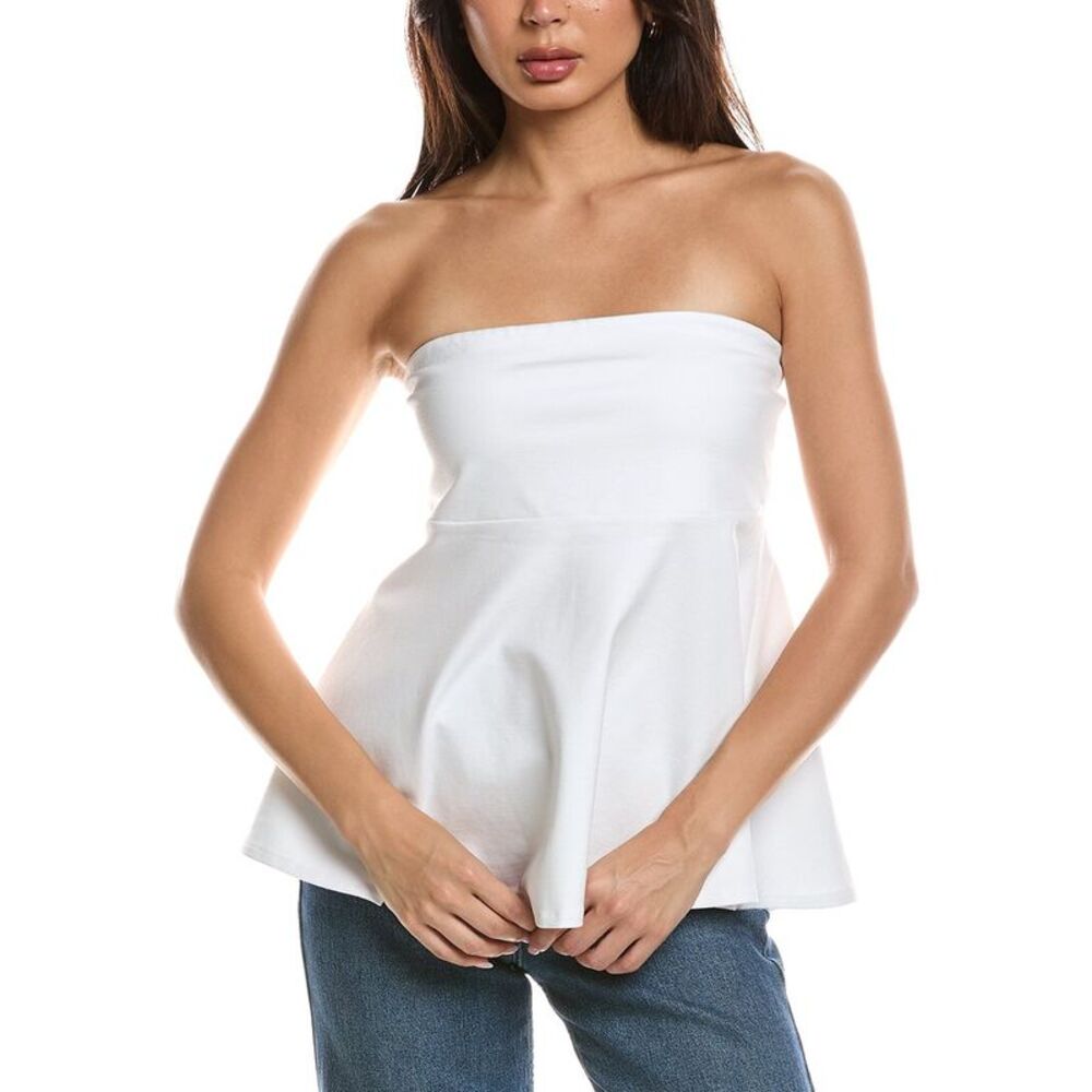 Kenneth Cole Womens  Peplum Strapless Pullover, White